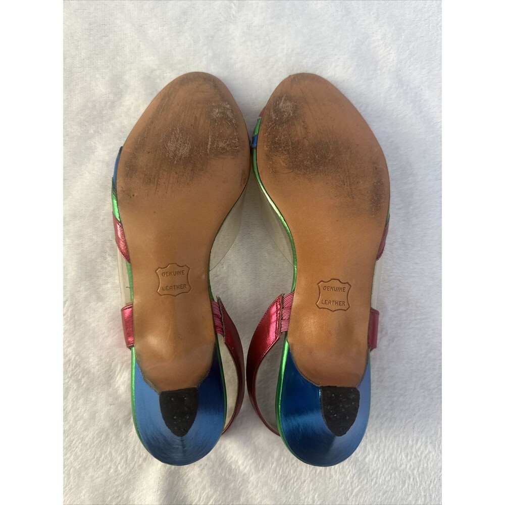 VINTAGE Amano Shoreline Royal Blue Stardust Open Toed Pump Dress Shoes 7 SS - Picture 4 of 16